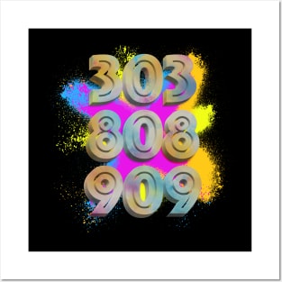 303, 808, 909 Synth Drum Machine - DJ Typographic Design Posters and Art